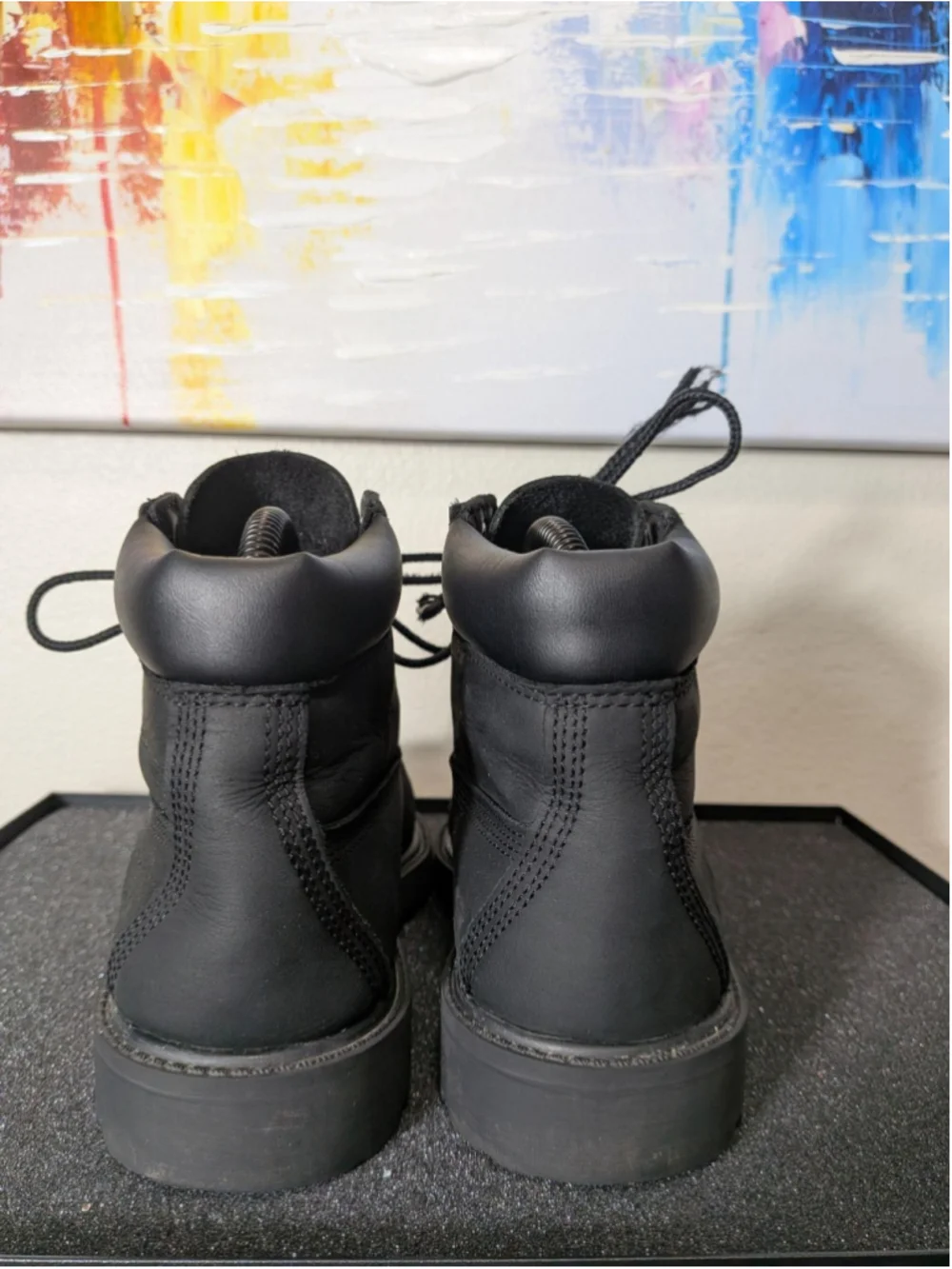 Timberland Ankle Boots Kids Size 2 Black Nubuck Winter Combat Hiking Lug Sole